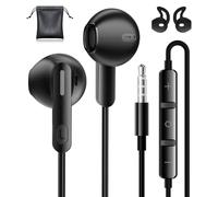 Ecouteurs Filaire, 3.5mm Intra écouteurs avec Microphone HD pour Samsung, Anti-Bruit Casque, Deep Bass écouteur Jack 3,5mm pour iPhone, Samsung, Huawei, Sony, Xiaomi, Oppo, Ordinateur,Noir