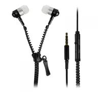 Ecouteurs Filaire Kit Mains Libres Style Zip Couleur Noir Pour Tous Les Smartphones
