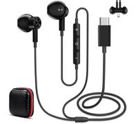 Ecouteurs Filaire Type-C pour Samsung Galaxy S25 S24 A16 A26, Noir | Écouteurs filaires magnétiques USBC avec Microphone et Contrôle Volume pour realme GT7 /iPhone 18 pro Pixel10/Honor 400 Lite