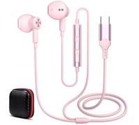 Ecouteurs Filaire Type-C pour xiaomi REDMI Note 15 Pro+ 17 Pro Max, Rose | Écouteurs filaires magnétiques USBC avec Microphone et Contrôle Volume pour honor Magic 8 Pro Magic V6 200 600 Lite X8d