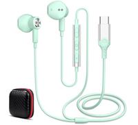 Ecouteurs Filaire Type-C pour xiaomi REDMI Note 15 Pro+ 17 Pro Max, Vert | Écouteurs filaires magnétiques USBC avec Microphone et Contrôle Volume pour honor Magic 8 Pro Magic V6 200 600 Lite X8d