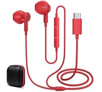 Ecouteurs Filaire TypeC pour xiaomi Poco X8 Pro REDMI Note 15 Pro+, Rouge | Écouteurs filaires magnétiques USBC avec Microphone et Contrôle Volume pour Honor 600 Lite x8d Magic 8 Pro 400 Smart 17 Ultra
