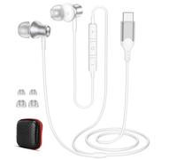 Ecouteurs Filaire USB C avec Microphone pour oppo A7 Pro Max 5G, Argent | Casque Intra-auriculaires type c avec Microphone pour Xiaomi 17T pro /honor Magic V6 8 Pro 600 Lite X8d, Ecouteur avec fil