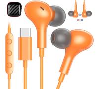 Ecouteurs Filaire USB C avec Microphone pour realme 16 15 Pro 5G, Orange | Casque USB Type-C pour HONOR Magic V5 V3 RSR Magic 7 Lite 400 90 70 X9d X9c /Galaxy A36 A26 A56 A17 A16 A54 A53 5G