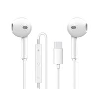 Écouteurs Filaire USB-C Intra-Auriculaire avec Micro Compatible avec iPhone 16/15/Samsung S20/Huawei P30/P40/Xiaomi/iPad Pro/Google/Pixel 5/4 en Blanc