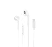 WE Connect Écouteurs USB‑C – Blanc, câble 1,20 m, bouton multifonction et microphone intégré
