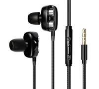 Écouteurs filaires 3.5mm, casque d'écoute à quatre coeurs, basse, double dynamique, jeu karaoké, oreillettes avec fil de micro, prise d'oreille