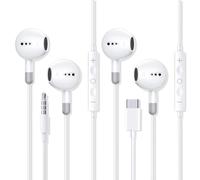 Écouteurs Filaires 3,5mm+USB C,Casque Intra-Auriculaires Microphone et | Contrôle du Volume Compatible avec iPhone 17 Pro Max/16 Pro/15 Plus/Huawei P40/Samsang S21/Google/MP3/Android/PC(Lot de 2)