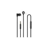 NEDIS Écouteurs Filaires Câble Plat de 1,20 m Intra-Auriculaires Microphone intégré Aluminium Noir