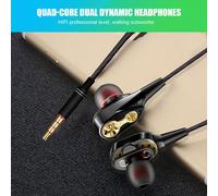 Écouteurs filaires intra-auriculaires avec Microphone, oreillettes de sport, double entraînement, stéréo, pour téléphone