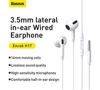 Écouteurs filaires intra-auriculaires Baseus Encok 3,5 mm latéraux H17 Blanc