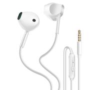 Écouteurs Filaires Jack 3,5 mm avec Bouton Commande Intégré Inkax Blanc