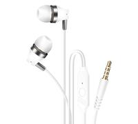 Écouteurs filaires Jack 3.5mm Kit Main Libre Micro intégré Blanc