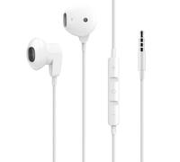 Écouteurs Filaires Jack 3.5mm Microphone Fonction Kit Mains Libres Blanc