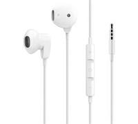 Écouteurs Filaires Jack 3.5mm Microphone Fonction Kit Mains Libres Blanc