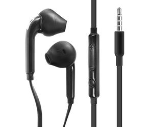 Écouteurs Filaires Jack 3.5mm Son Clair Micro et Télécommande Câble Plat Noir
