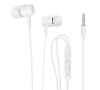 Avizar Écouteurs filaires Jack 3,5 mm – Son clair, micro et télécommande, câble plat – Blanc