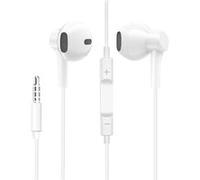 Avizar Écouteurs filaires Jack 3,5 mm Son stéréo Télécommande Microphone Blanc