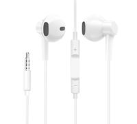 Avizar Écouteurs filaires Jack 3,5 mm Son stéréo Télécommande Microphone Blanc