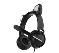 Écouteurs filaires LED oreilles de chat, casque d'écoute stéréo avec micro, casque de jeu, cadeaux pour enfants