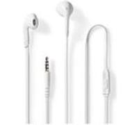 Nedis Écouteurs filaires HPWD2021WT – 3,5 mm, micro et contrôle du volume, câble 1,2 m – Blanc