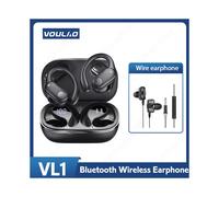 Écouteurs filaires noirs TWS Bluetooth 5.3 avec micro, casque sans fil HiFi stéréo, oreillettes à contour