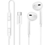 Écouteurs Filaires pour Google Pixel 10 Pro XL USB-C avec Micro intégré Mayaxess Blanc Blanc