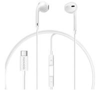Écouteurs Filaires pour Samsung Galaxy S25 Ultra USB-C avec Micro intégré Mayaxess Blanc Blanc