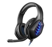 écouteurs Filaires Stéréo Réduction Du Bruit Dynamique 50mm Haut-Parleur Casque Lumineux Réglable Casque De Jeu avec Micro,Noir