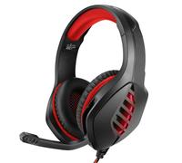 écouteurs Filaires Stéréo Réduction du Bruit Dynamique 50mm Haut-Parleur Casque Lumineux Réglable Casque de Jeu avec Micro,Noir et Rouge