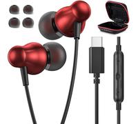 Écouteurs filaires USB C avec étui de transport, écouteurs intra-auriculaires stéréo Hi-Fi USB C avec micro, 3 tailles, compatibles avec Google/Pixel 10/9/8, iPhone 16/17/15, Samsung S26/S25/S24