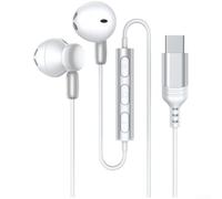 Écouteurs filaires USB C avec son haute fidélité 14,2 mm pour iPhone 15, iPad et Android - Casque magnétique résistant à la transpiration avec micro noir (blanc)