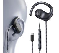 Écouteurs filaires USB C de type C | Écouteurs ouverts avec micro | Écouteurs de course avec crochet d'oreille rotatif et contrôle du volume pour iPhone 15 et 16, Samsung, téléphones Android USB C