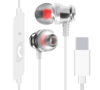 LinQ Écouteurs filaires USB-C intra-auriculaires avec micro et bouton Blanc