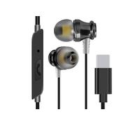 Écouteurs Filaires USB C Intra-auriculaires Microphone et Boutons LinQ Noir