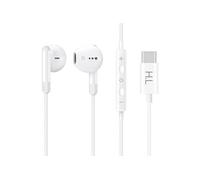 Avizar Écouteurs Kit Piéton USB Type C pour Smartphone et Tablette - Micro et Télécommande - Blanc