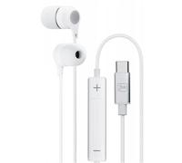 Écouteurs Filaires USB C Microphone Kit Mains Libres Blanc