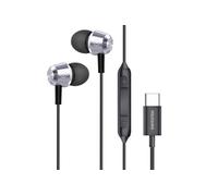 Écouteurs Filaires USB C Oreillettes Métalliques Microphone Intégré Swissten Noir / Argent