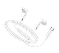 Mayaxess Écouteurs Filaires USB-C pour Galaxy A57 avec Microphone intégré Blanc