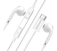 Ecouteurs Filaires USB-C pour Galaxy S25 Edge avec Microphone intégré Blanc