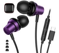 Écouteurs filaires USB C pour iPad 10e génération pour Galaxy S26 Ultra S25 iPhone 17 Pro Max 15 16 Type C Plug Écouteurs pour Google Pixel 10a 9 Pro XL avec micro contrôle du volume Violet
