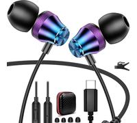 Écouteurs filaires USB C pour iPad Mini ordinateur portable école enfant pour iPhone 16 Pro Max 15 Plus pour Samsung A16 S24 S23 Écouteurs intra-auriculaires avec suppression du bruit Android Type C