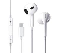 Écouteurs Filaires USB-C pour iPhone 15 Écouteurs Semi-Intra-Auriculaires Hi-FI Stéréo USB C avec Microphone et Contrôle du Volume pour iPhone 15, Samsung S24/S23, iPad et Air - Blancs(1.2M)