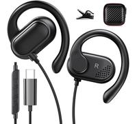 Écouteurs filaires USB C pour iPhone 17 16 Pro 15 Plus/iPad 10e pour Google Pixel 10 Pro 8 7 Oreilles ouvertes Type USB C Écouteurs avec microphone Contrôle du volume Crochet d'oreille rotatif