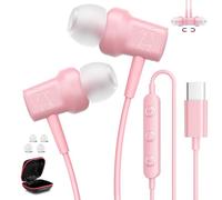 Écouteurs filaires USB C pour iPhone 17, 16 Pro Max, casque filaire de type C avec microphone pour Samsung S26 S25 S24 Ultra S23 A17, écouteurs stéréo antibruit pour iPad 11 A16, rose