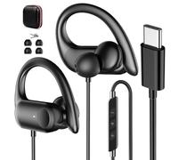 Écouteurs filaires USB C pour iPhone 17e 17 16 Pro Max 16e 15/iPad A16 11 10e Type C Écouteurs de sport avec crochets d'oreille et micro pour Samsung S26 S25 Ultra S24 S23/Pixel 9a 10 Pro