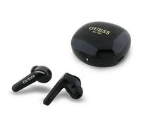 CG Mobile Casque TWS Guess Flat Classic logo électroplaqué, étui de chargement (noir)