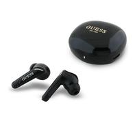 Écouteurs Guess Flat Classic avec logo électroplaqué et étui de chargement (noir)