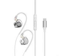 Écouteurs HiFi USB C amovibles avec isolation du bruit et contrôle du volume, cordon anti-enchevêtrement pour un rangement facile et une mobilité améliorée (argent)