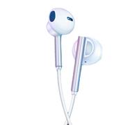 écouteurs intra-auriculaires 1,2 m élégants 6D stéréo super basses demi-écouteurs intra-auriculaires avec controle filaire avec micro 3,5 mm, blanc